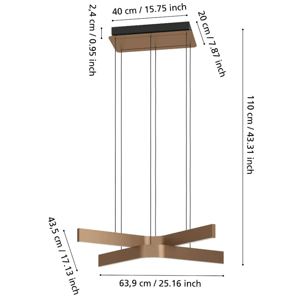 Lampadari Moderni-Eglo Lampadario design moderno folcino-z bronzo led rgb 2700k a 6500k controllo remoto app