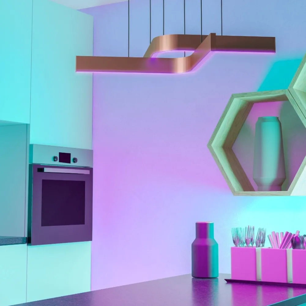 Lampadari Moderni-Eglo Lampadario design moderno folcino-z bronzo led rgb 2700k a 6500k controllo remoto app