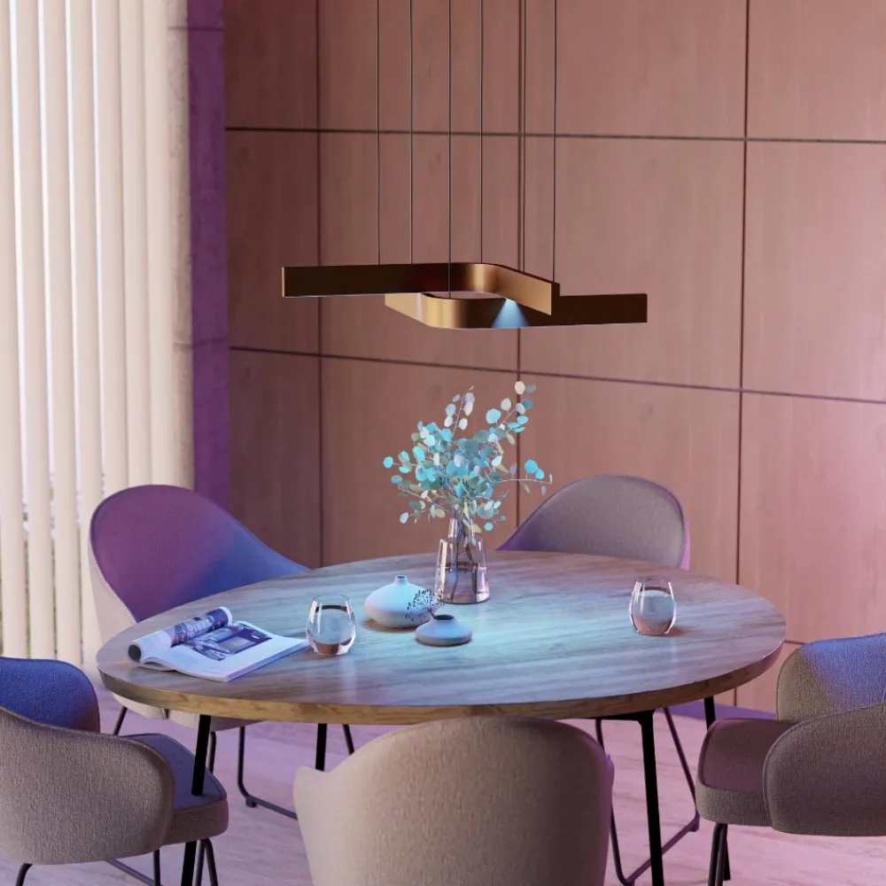 Lampadari Moderni-Eglo Lampadario design moderno folcino-z bronzo led rgb 2700k a 6500k controllo remoto app