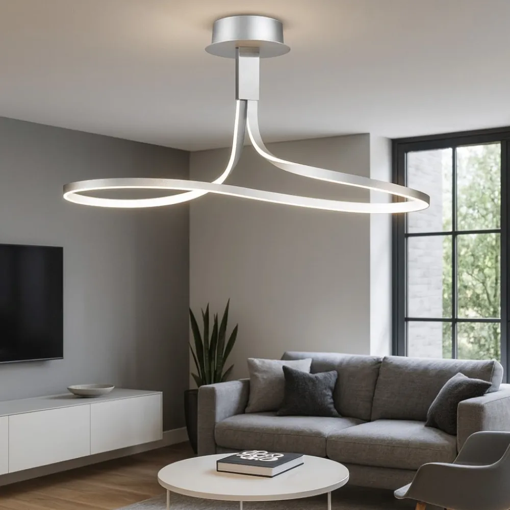 Lampadari Moderni-Selezionato da Mazzolaluce Lampadario design moderno grigio led 40w 3000k per soggiorno