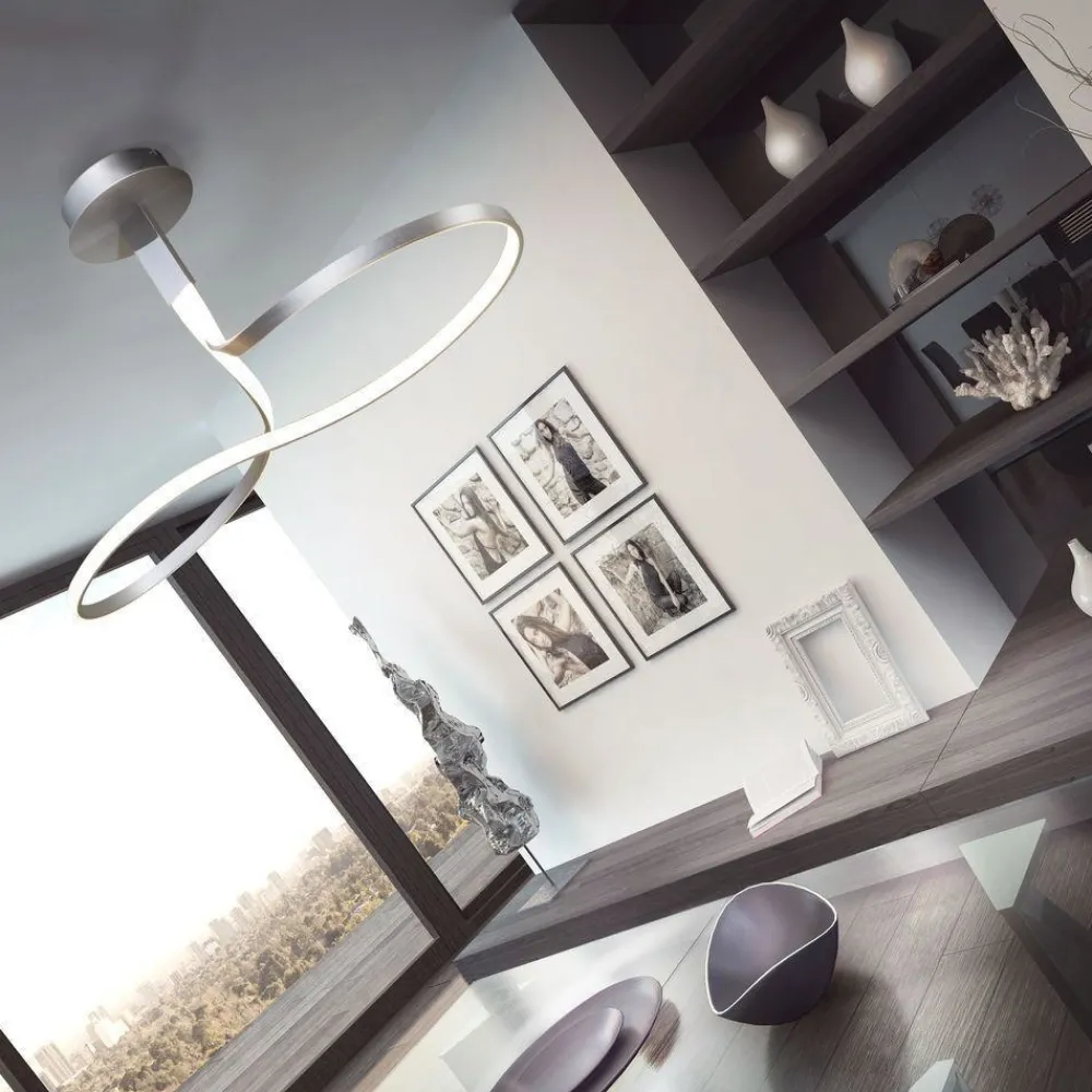 Lampadari Moderni-Selezionato da Mazzolaluce Lampadario design moderno grigio led 40w 3000k per soggiorno