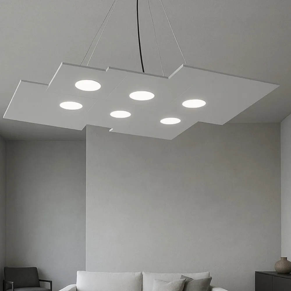 Lampadari Moderni-Top Light Lampadario design moderno grigio squadrato per soggiorno