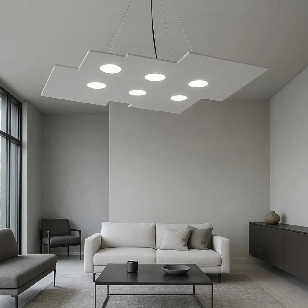 Lampadari Moderni-Top Light Lampadario design moderno grigio squadrato per soggiorno