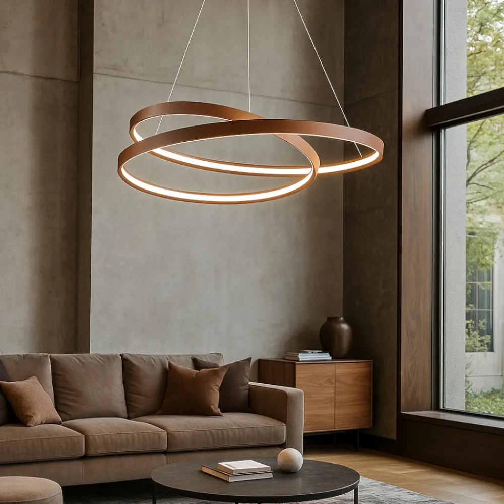 Lampadari Moderni-Perenz Illuminazione Lampadario design moderno led 70w cct ritmo cannella perenz