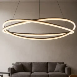 Lampadari Moderni-Selezionato da Mazzolaluce Lampadario design moderno led 68w 3000k nero dimmerabile con telecomando