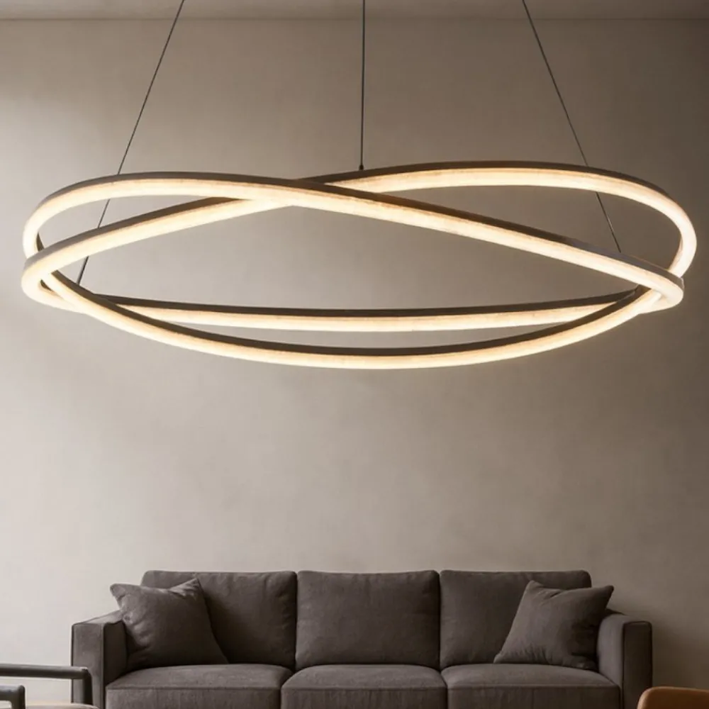 Lampadari Moderni-Selezionato da Mazzolaluce Lampadario design moderno led 68w 3000k nero dimmerabile con telecomando