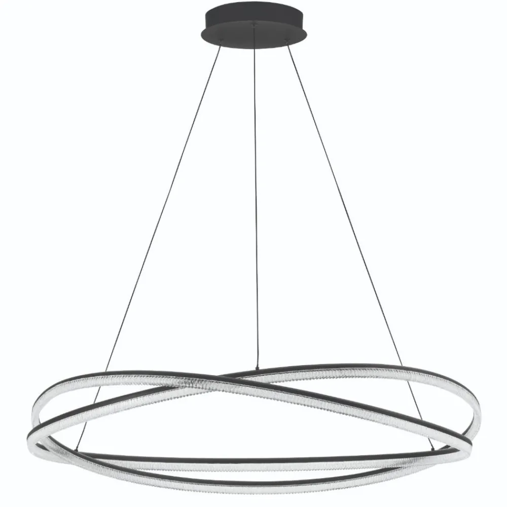 Lampadari Moderni-Selezionato da Mazzolaluce Lampadario design moderno led 68w 3000k nero dimmerabile con telecomando