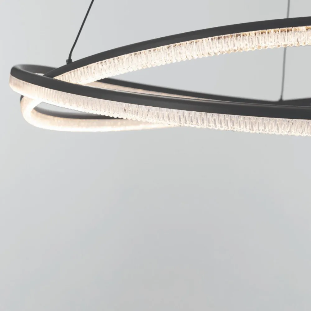 Lampadari Moderni-Selezionato da Mazzolaluce Lampadario design moderno led 68w 3000k nero dimmerabile con telecomando