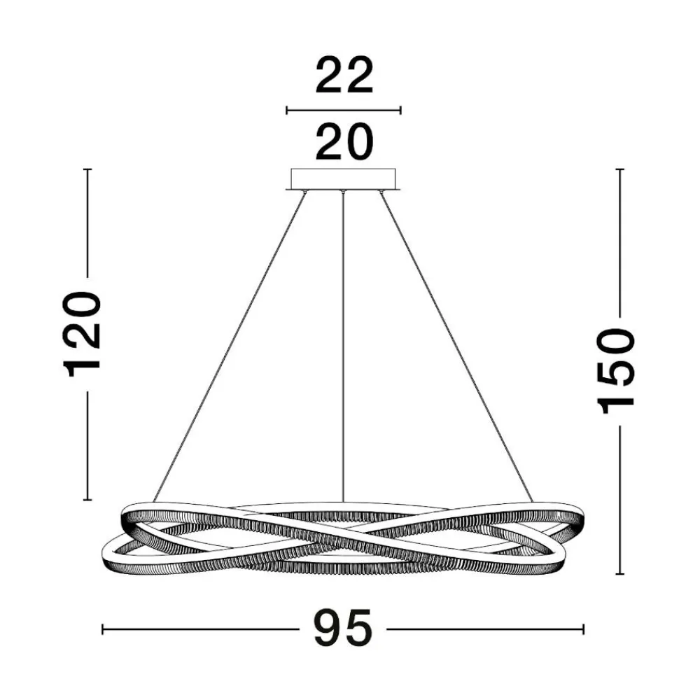 Lampadari Moderni-Selezionato da Mazzolaluce Lampadario design moderno led 68w 3000k nero dimmerabile con telecomando