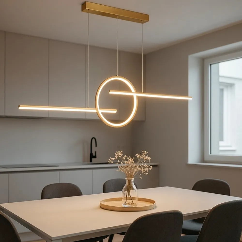 Lampadari Moderni-Selezionato da Mazzolaluce Lampadario design moderno oro led 3000k per soggiorno