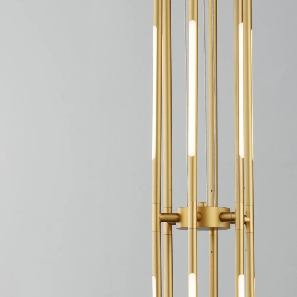 Lampadari Moderni-Selezionato da Mazzolaluce Lampadario design moderno oro bacchette led per soggiorno