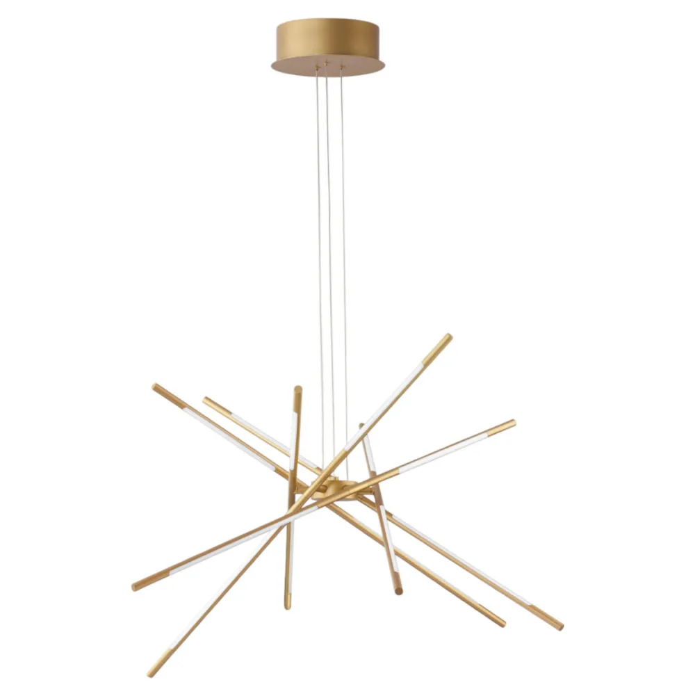 Lampadari Moderni-Selezionato da Mazzolaluce Lampadario design moderno oro bacchette led per soggiorno