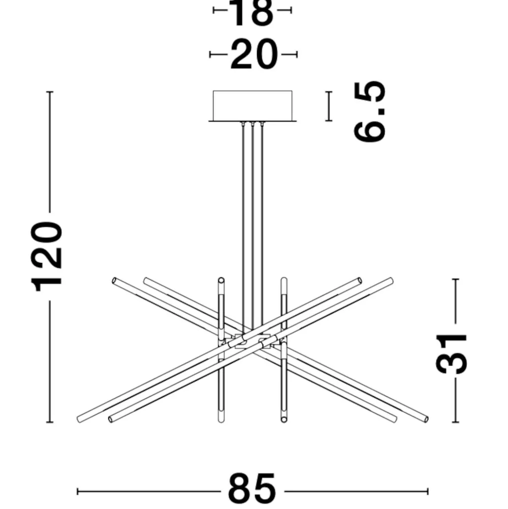 Lampadari Moderni-Selezionato da Mazzolaluce Lampadario design moderno oro bacchette led per soggiorno