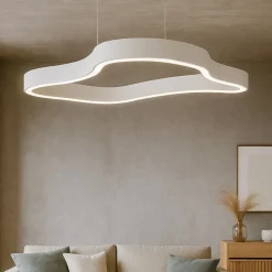 Lampadari Moderni-Selezionato da Mazzolaluce Lampadario design moderno per soggiorno bianco 120cm led 3000k dimmerabile