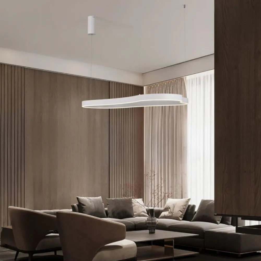 Lampadari Moderni-Selezionato da Mazzolaluce Lampadario design moderno per soggiorno bianco 120cm led 3000k dimmerabile