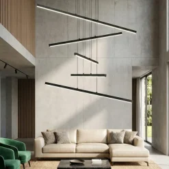Lampadari Moderni-Selezionato da Mazzolaluce Lampadario design moderno per salotto led 3200k bacchette nero