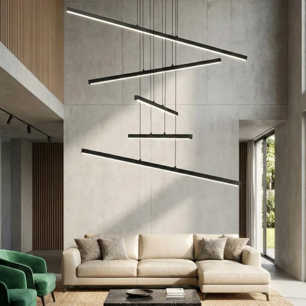 Lampadari Moderni-Selezionato da Mazzolaluce Lampadario design moderno per salotto led 3200k bacchette nero