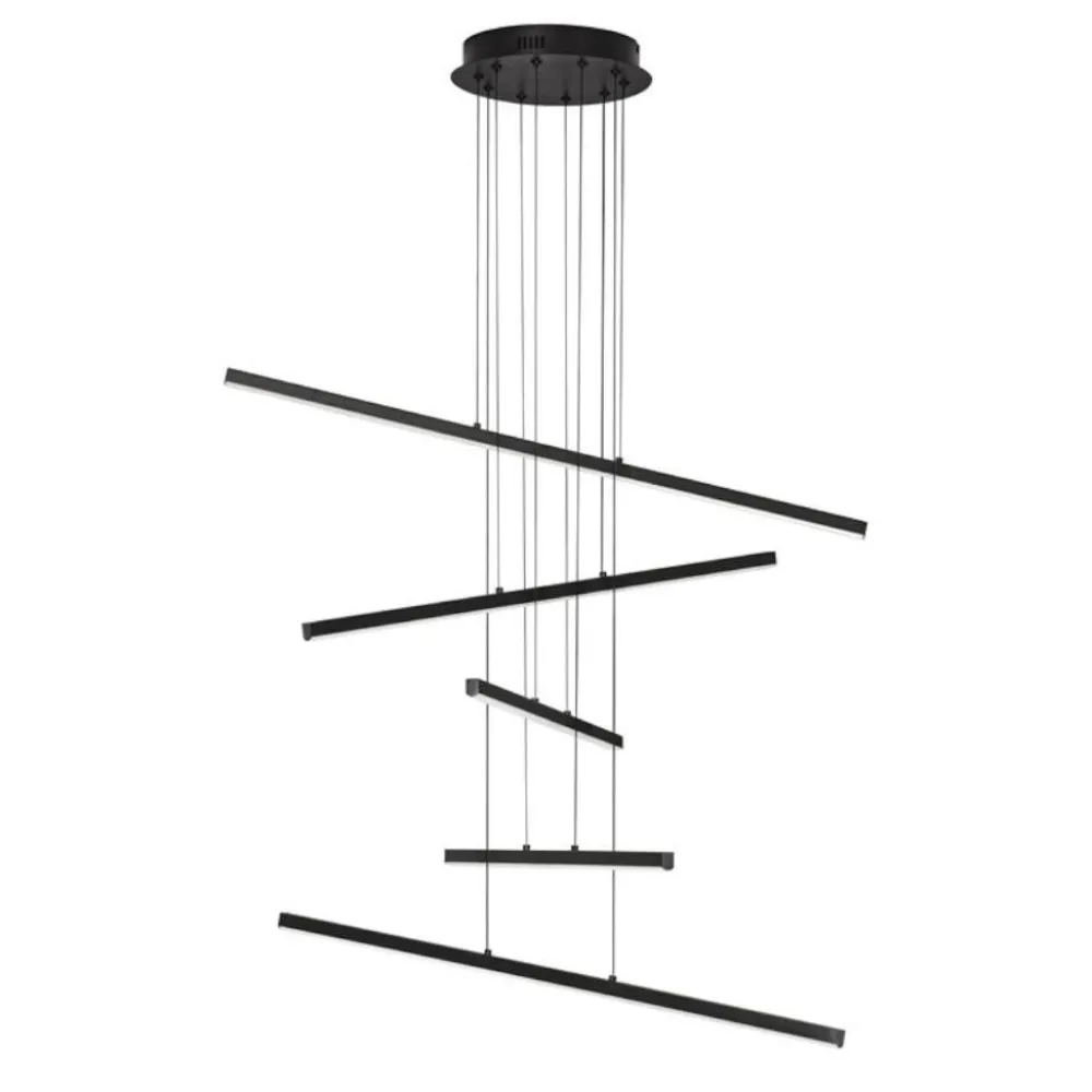 Lampadari Moderni-Selezionato da Mazzolaluce Lampadario design moderno per salotto led 3200k bacchette nero