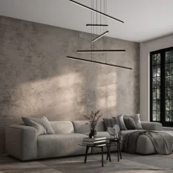 Lampadari Moderni-Selezionato da Mazzolaluce Lampadario design moderno per salotto led 3200k bacchette nero