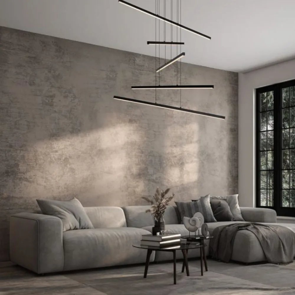 Lampadari Moderni-Selezionato da Mazzolaluce Lampadario design moderno per salotto led 3200k bacchette nero