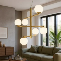Lampadari Moderni-Ondaluce Lampadario design moderno so gizah oro sfere bianche