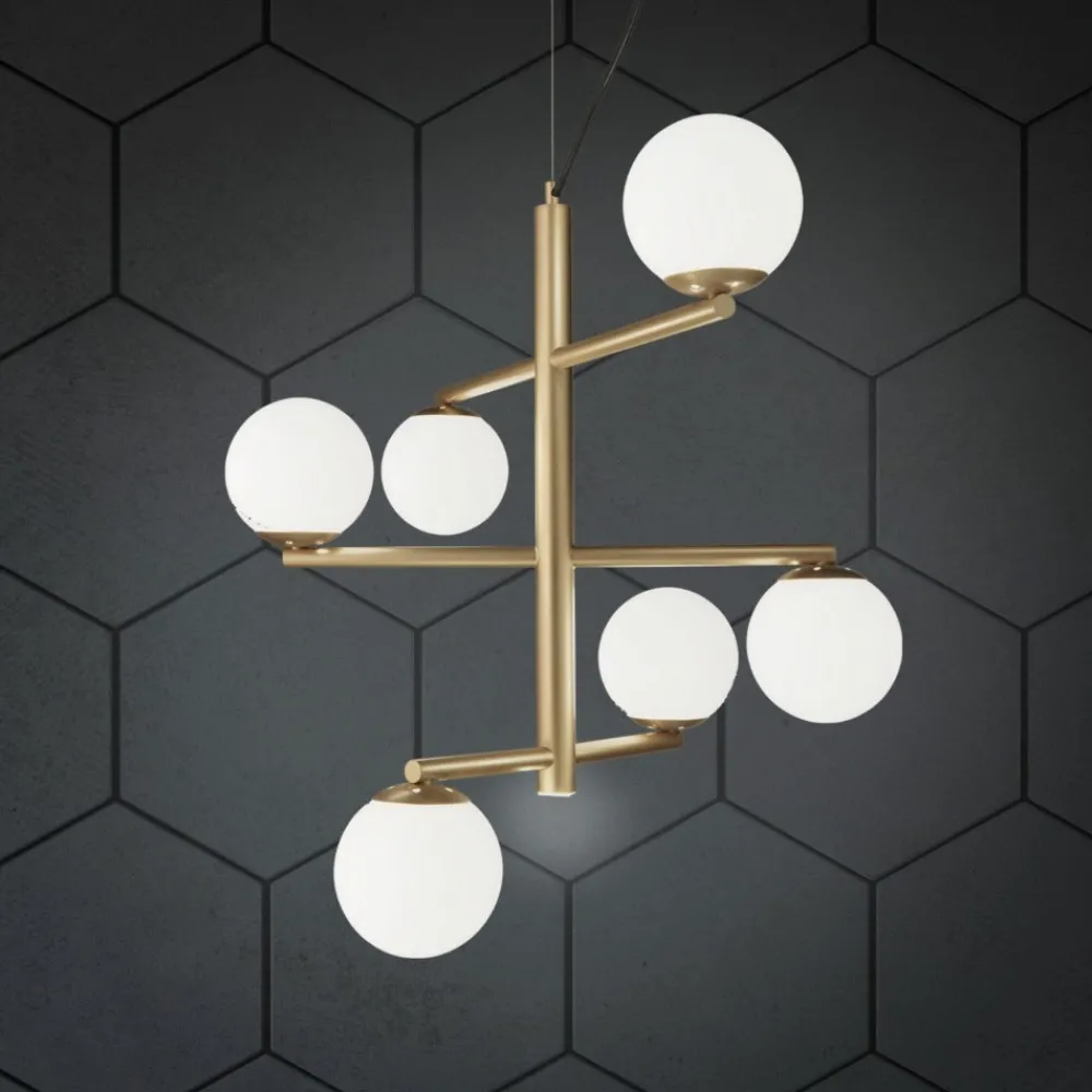 Lampadari Moderni-Ondaluce Lampadario design moderno so gizah oro sfere bianche