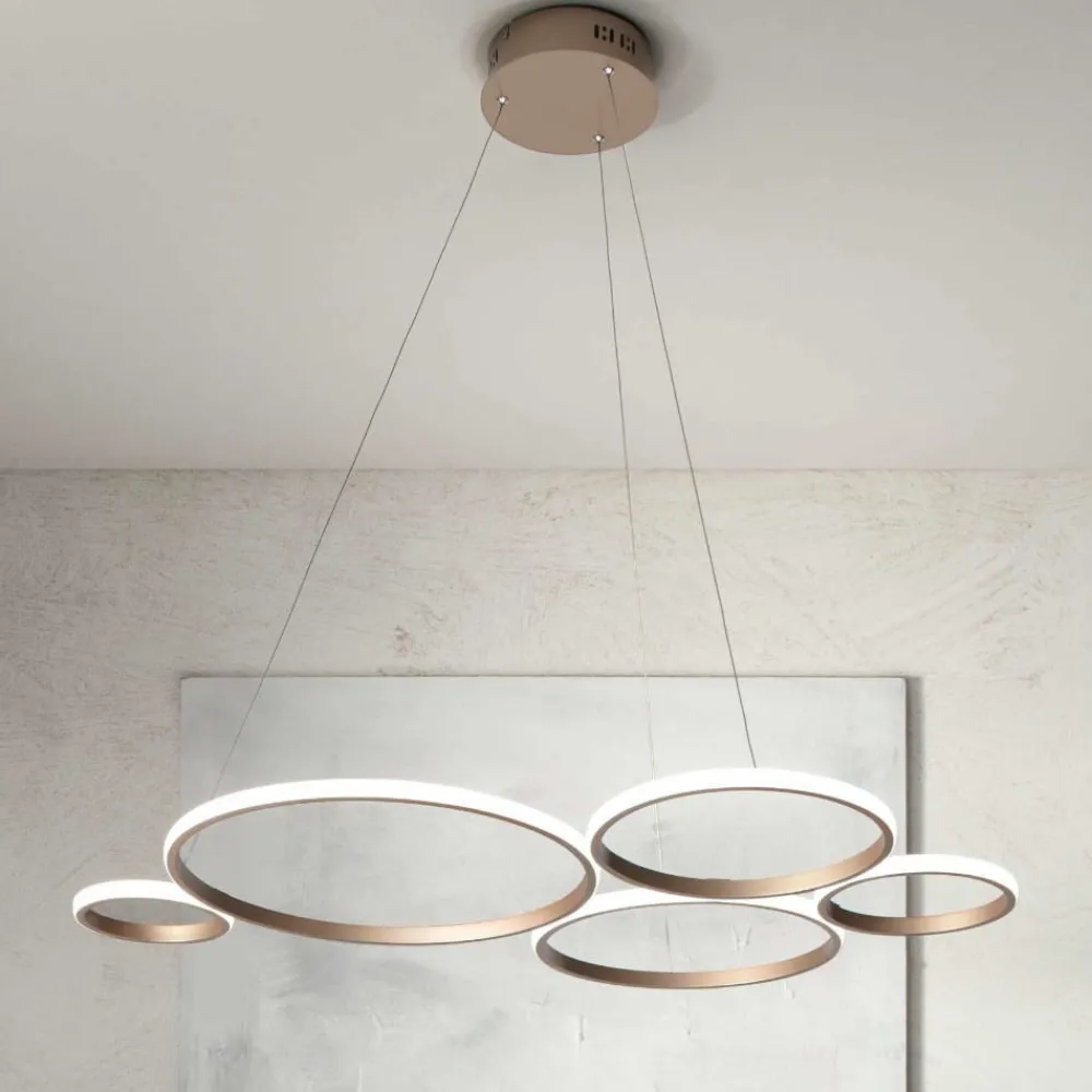 Lampadari Moderni-Ondaluce Lampadario design moderno so pois oro led 60w 4000k
