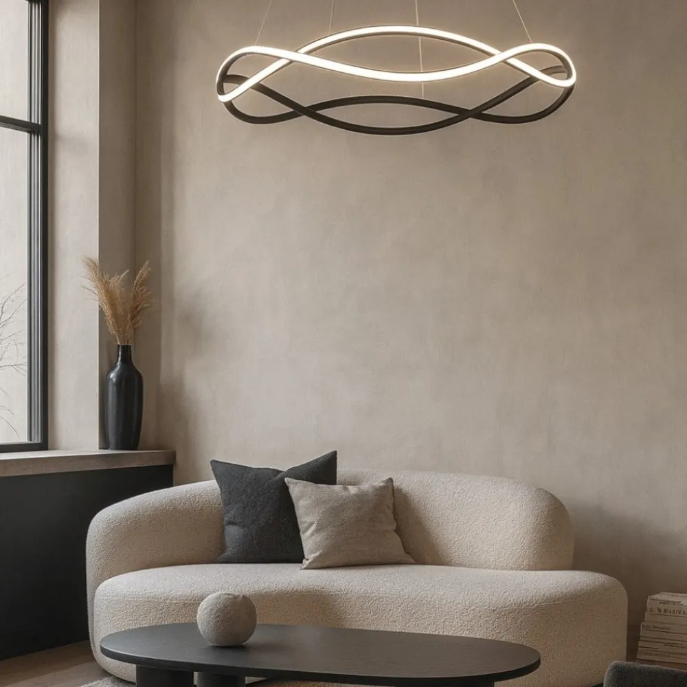 Lampadari Moderni-Selezionato da Mazzolaluce Lampadario design nero led dimmerabile per soggiorno moderno