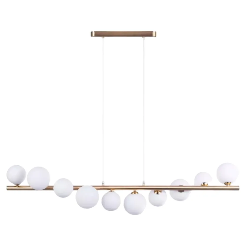 Lampadari Moderni-Selezionato da Mazzolaluce Lampadario design oro moderno sfere vetro bianco per soggiorno