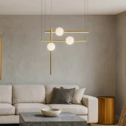 Lampadari Moderni-Selezionato da Mazzolaluce Lampadario design oro nero per soggiorno moderno