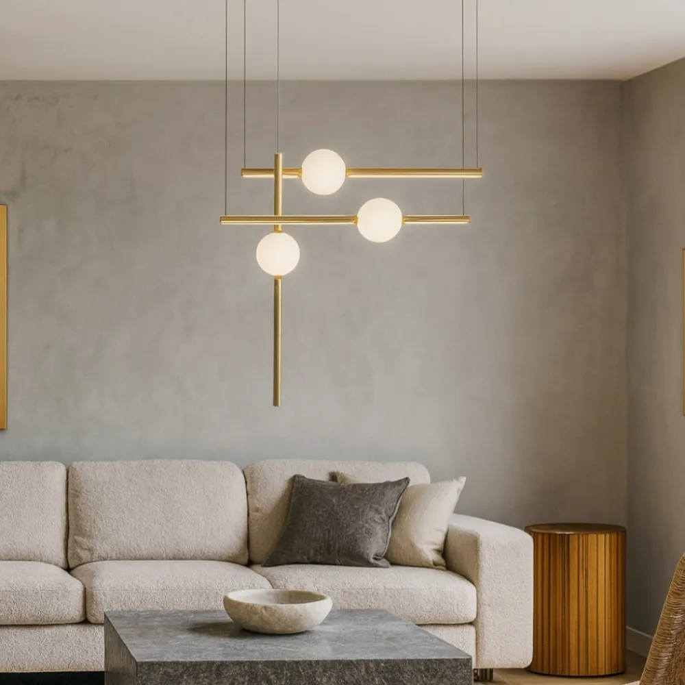 Lampadari Moderni-Selezionato da Mazzolaluce Lampadario design oro nero per soggiorno moderno