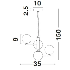 Lampadari Moderni-Selezionato da Mazzolaluce Lampadario design oro per soggiorno sfere vetro