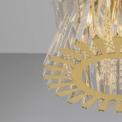 Lampadari Moderni-Selezionato da Mazzolaluce Lampadario design oro satinato rotondo con cristalli elegante