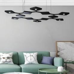 Lampadari Moderni-Stilnovo Lampadario design per soggiorno moderno led 91w nero quad