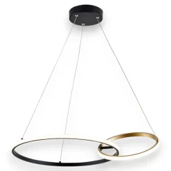 Lampadari Moderni-Selezionato da Mazzolaluce Lampadario design per soggiorno moderno cerchi nero oro