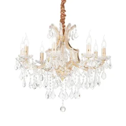Lampadari Moderni-Ideal Lux Lampadario di cristallo a goccia napoleon sp8 dorato 8 luci