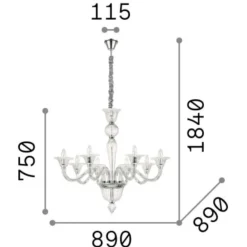 Lampadari Moderni-Ideal Lux Lampadario di cristallo brigitta sp8 8 bracci trasparente