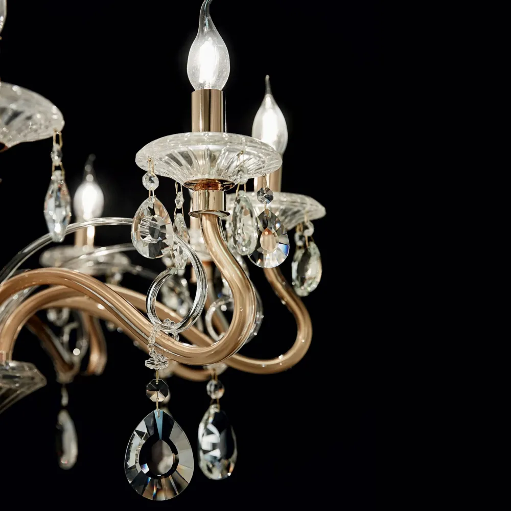 Lampadari Moderni-Ideal Lux Lampadario di cristallo negresco sp10 trasparente e oro