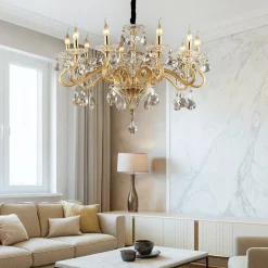 Lampadari Moderni-Ideal Lux Lampadario di cristallo negresco sp10 trasparente e oro
