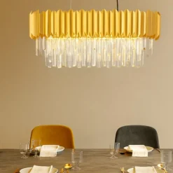 Lampadari Moderni-Selezionato da Mazzolaluce Lampadario di cristallo oro per soggiorno