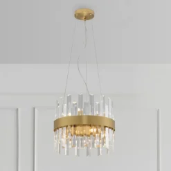 Lampadari Moderni-Selezionato da Mazzolaluce Lampadario di cristallo oro per salotto contemporaneo