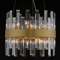 Lampadari Moderni-Selezionato da Mazzolaluce Lampadario di cristallo oro per salotto contemporaneo