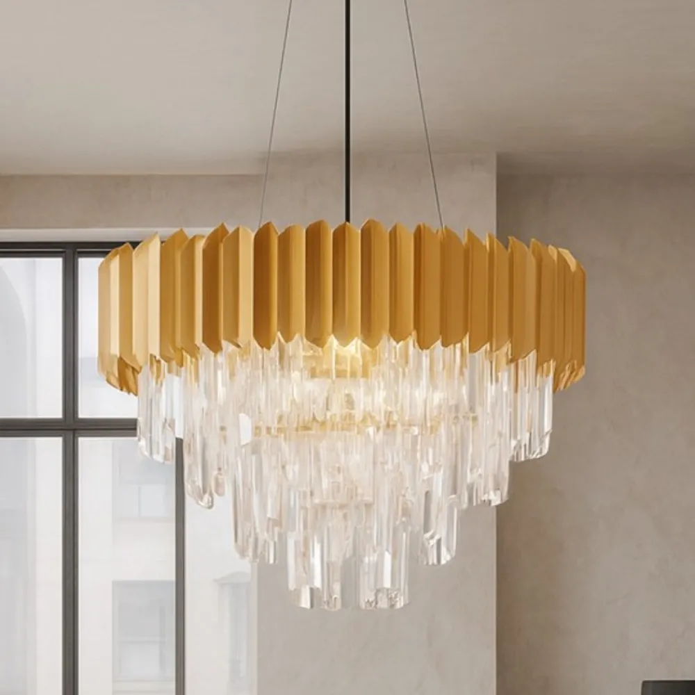 Lampadari Moderni-Selezionato da Mazzolaluce Lampadario di cristallo oro per salotto