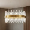 Lampadari Moderni-Selezionato da Mazzolaluce Lampadario di cristallo oro rotondo per soggiorno contemporaneo