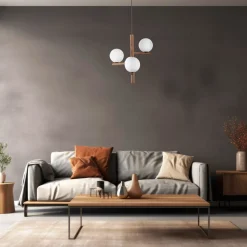 Lampadari Moderni-Selezionato da Mazzolaluce Lampadario di legno noce stile scandinavo