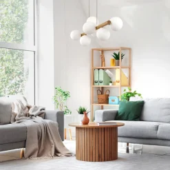 Lampadari Moderni-Selezionato da Mazzolaluce Lampadario di legno per soggiorno moderno