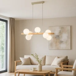Lampadari Moderni-Selezionato da Mazzolaluce Lampadario di legno per soggiorno moderno