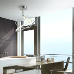 Lampadari Moderni-Selezionato da Mazzolaluce Lampadario dimmerabile moderno led 50w 3000k silver cromo