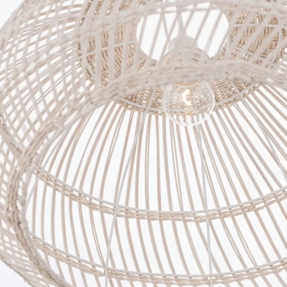 Lampadario Camera Da Letto-Selezionato da Mazzolaluce Lampadario di rattan avorio intrecciato 50 cm per camera da letto