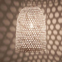 Lampadario Camera Da Letto-Selezionato da Mazzolaluce Lampadario di rattan bianco cupola per camera da letto